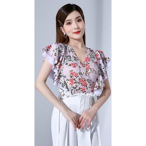 2021 New L21191 Floral Design Lotus Sleeve Female Latin Dance Bodysuit Women Latin Dance Tops for Ballroom Dancing Performamnce