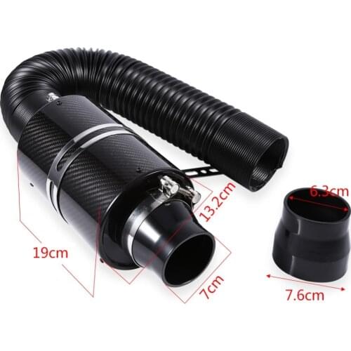 1 Set Of Carbon Fiber Cold Air Filter Intake Closed Intake Induction Tube Automotive General Hose Kit