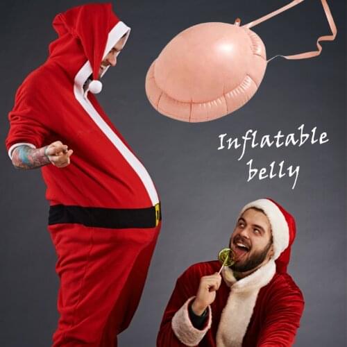 1PC Christmas Santa Claus Cosplay Fake Belly Inflatable PVC Belly Invisible False Pregnancy Tummy Cosplay Movie Props