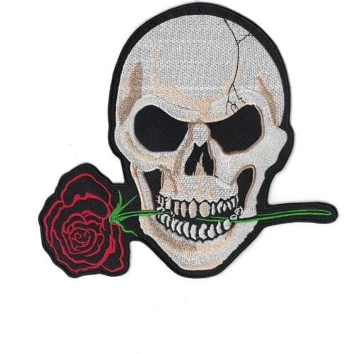 Rose flower Embroidered 1pcs Iron On Patchs ironing clothes embroidery Cross Bones Pirate Flag Applique patch