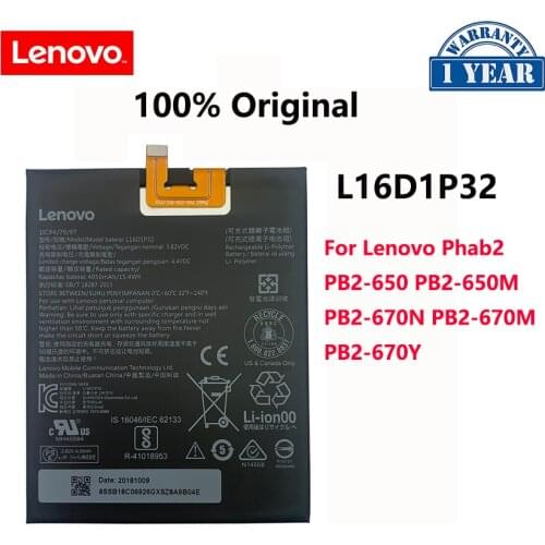 100% Original 4050mAh L16D1P32 Battery For Lenovo Phab 2 Phab2 PB2-650 PB2-650M PB2-670N PB2-670M PB2-670Y Batteries Bateria