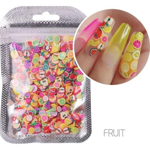 1000PCS 3Type Fruit Slice Feather Nails Accesorios Soft Clay Crystal Mud Design Nails Decoration Nail Supplies For Professionals