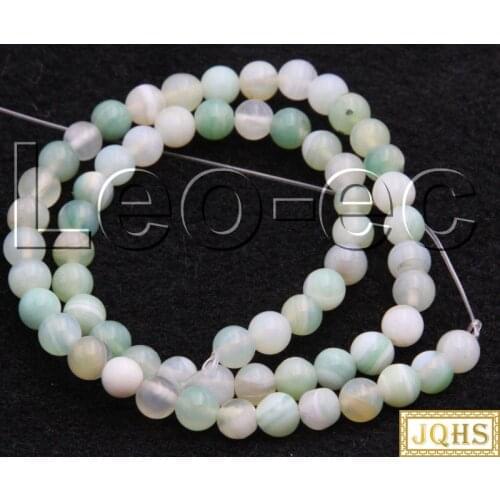 6mm round green white Striped Agates Loose Strand For Jewelry Making 15" v1341