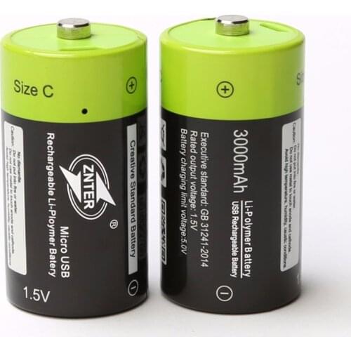 2pcs ZNTER New 1.5V C 3000mAh USB rechargeable battery medical equipment ear detector dedicated rechargeable lithium battery