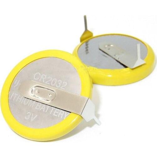 2PCS High Capacity CR2032 3V 210mAh Button Coin Cell Battery with Welding Foot 2 Pins Soldered for Main Board Remote Control