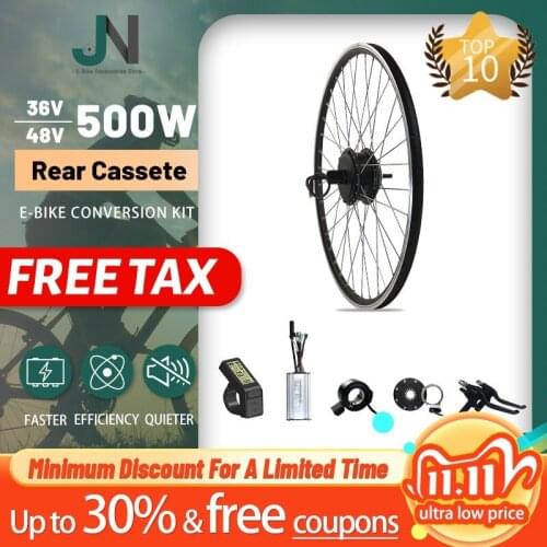Duty Free No Taxes EBike Conversion Kit 36V 48V 500W 20-29Inch 700C Rear Cassette Hub Motor With KT Display For E-bike Motor Kit
