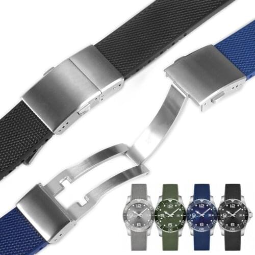 Watch Bracelet For Longines CONQUEST HYDROCONQUEST Metal Deployant Clasp Strap Watch Accessorie Rubber Silicone Watch Band Chain