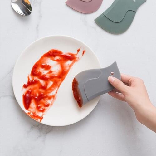 Brand kitchen cleaning scraper dishwashing tool silicone scrapers super quality penguin gap cleaning plate dish oil scraping