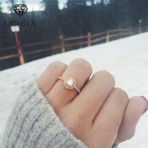 CC Rings For Women Classic Jewelry Cubic Zirconia Round Stone Engagement Bridal Wedding Ring Anillos Mujer Drop Shipping CC1563