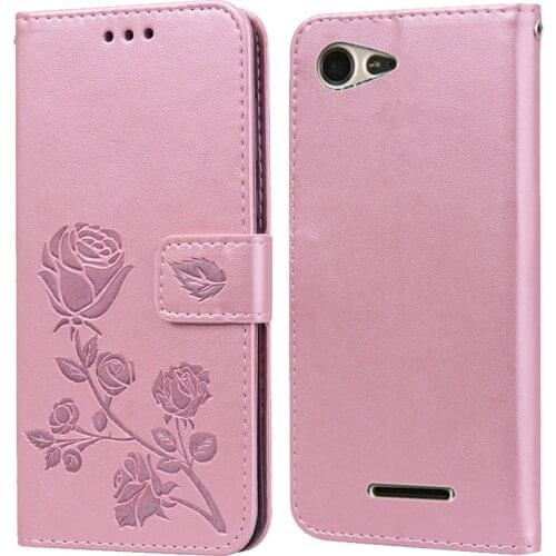 Luxury Leather Flip Book Case for Sony Xperia E2 E3 Dual D2203 D2243 D2202 D2206 D2212 Rose Flower Wallet Stand Phone Cover Bag