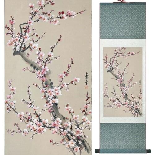 Plum blossom Flower painting Home Office Decoration Chinese scroll painting plum blossom painting 20180718