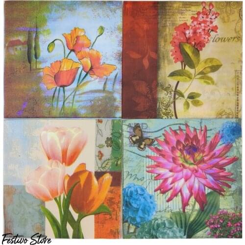 33*33cm 20Pcs Summer Creative Colored Printed Paper Napkin Decoupage Festive DIY Birthday Anniversarys Day Party Tissue