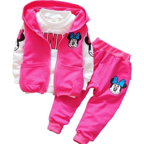 Spring & autumn childrens clothing suits girl Mickey hoodies +T-shirt +pants 3pcs children sports suit boys clothes set 1-5year