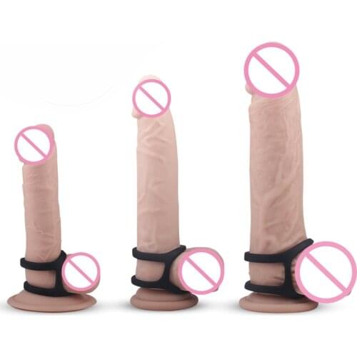 Dual Silicone Latex Penis Ring Stretcher Spandex Ultra Soft Cock Ring for Erection Enhancing Sex Toy for Men for Adults 18