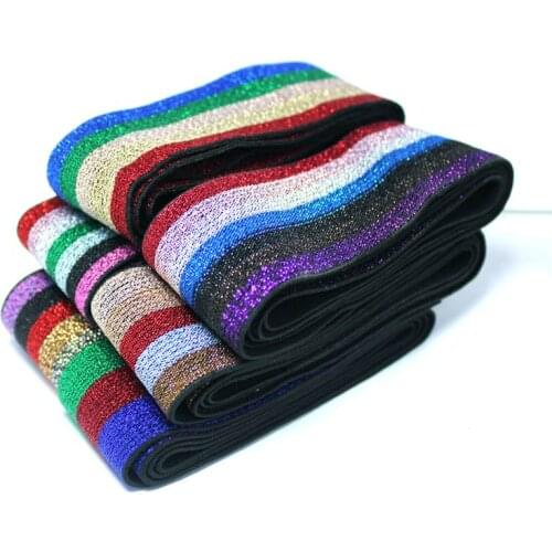 Wide 4CM New style popular Mesh elastic band, waist belt, DIY accessories, super tension, Rainbow elastic band