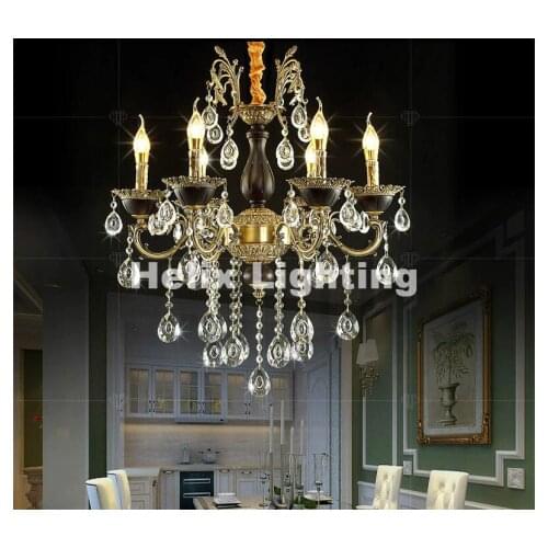 Matt Bronze Color Crystal Chandelier Living Room lustres Decoration Pendants AC Chandelier Crystal Home Lighting Indoor Lighting