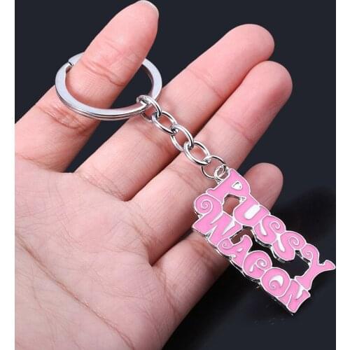 PUSSY WAGON Letter Pendant Necklace Keychain Movie Kill Bill Metal Pendant Necklace