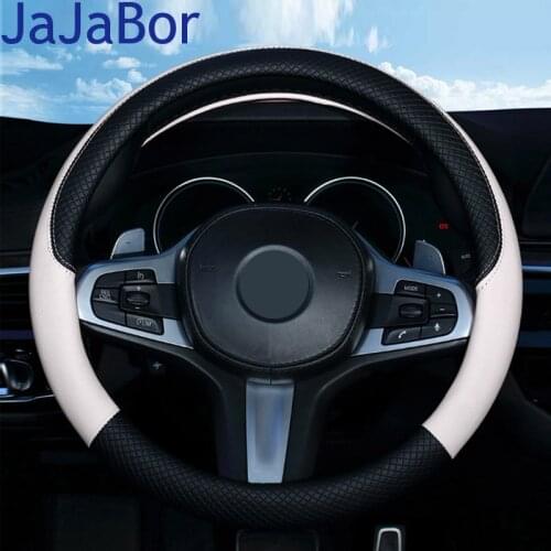 JaJaBor Universal Car Steering Wheel Cover Leather Anti Slip 38cm Auto Steering Weel Covers 4 Color Auto Accessories