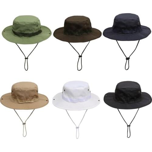 New Outdoor Men Hats Fishing Cap Solid Color Wide Brim Anti-UV Beach Sun Caps Women Bucket Hat Summer Autumn Hiking Camping