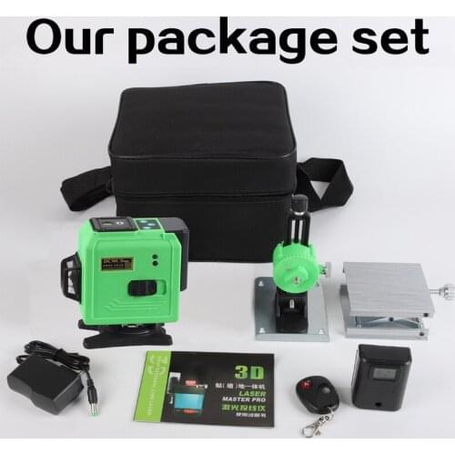 BOICS 12 Lines 3D Green Laser Level Horizontal And Vertical Cross Lines With Auto Self-Leveling Indoors and Outdoors Rotary Base