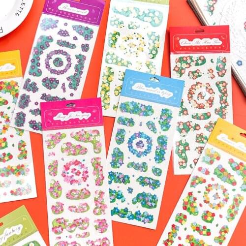 Cute Flower Shiny Laser Stickers Decoration Ins Scrapbooking Stationery DIY Album Card Diary Material Kawaii Sticker