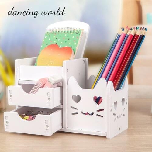 Muiti Function DIY School Desk Pen Pencils Drawer Case Storage Box Table Simple Pencil Shelf Holder Office Stationery Supplies