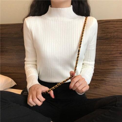 Fashion Turtleneck Women Sweater 2021 New Autumn and Winter Clothes Knitted Pullover Korean Long Sleeve Bottoming Shirt 16247