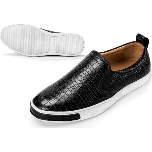 2021 new mens shoes fashion all-match crocodile leather shoes mens leather crocodile belly handmade casual mens shoes