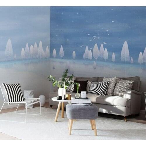8D Mural Background Wallpapers Beautiful abstract Leaf water Photo Wallpaper 3D Hand-painted Blue wall paper Living Room Sofa