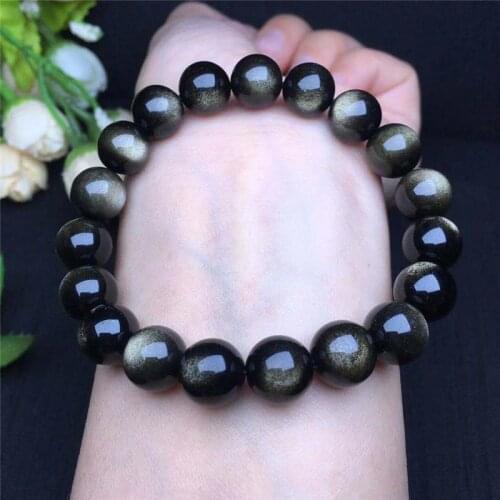 Natural Gold Obsidian Bracelet Men Fashion Jewelry Polished gemstone For Women Bangle