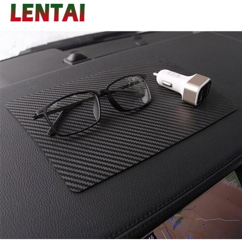 LENTAI 1PC Carbon fiber Car PVC non-slip mat For Volkswagen polo golf 4 5 6 VW Passat B5 B6 B7 Touran Skoda Octavia A7 2 Rapid