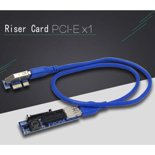 NEW PCI-E PCI E Express 1X to 1X Extender Adapter Riser Card USB 3.0 Cable SATA Power for Miner Mining Motherboard PCI-E X1 Slot