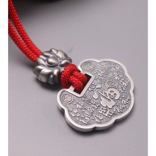Real Silver 999 Pendant Blessing For Women Baby Pendant Lucky Longevity Lock Can be Lettering Lock Plate