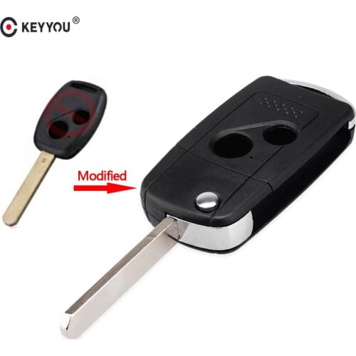 KEYYOU 2 Buttons Remote Flip Folding Car Key Shell Case Fob Cover for Honda Accord Civic Pilot Fit CR-V Auto Key