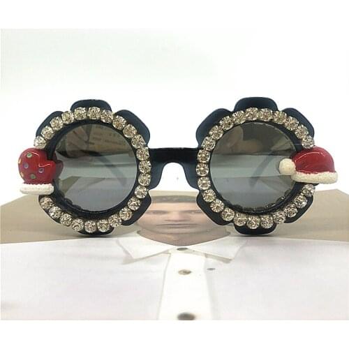 Christmas Gift Kids Sunglasses Flower Design Mirror Lens Red Golves Hats Baby Eyewear New Year Sun Glasses Small Round Glasses