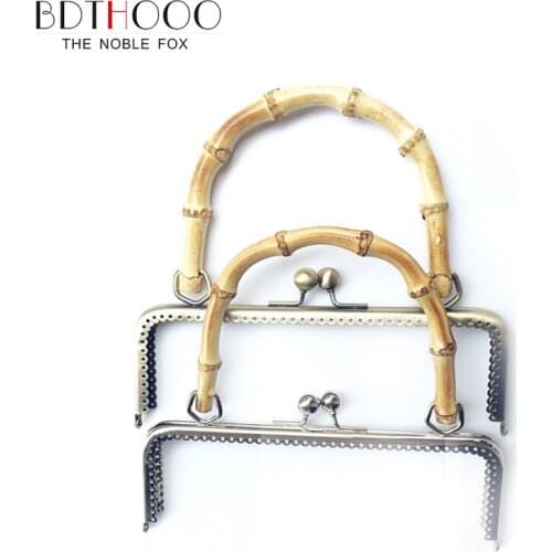 20cm Bamboo Handle Bag Metal Frame Bronze Rectangle Smooth Clasp Lock Bag for DIY Made Sewing Clutch Handbag Hardware Accessorie