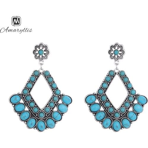 Amaiyllis Wedding Indian Stone Statement Stud Earrings For Women Big Hollow Chandelier Pendant Post Earrings Brincos Pendientes
