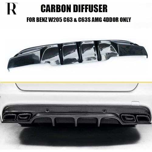 C63 Carbon Fiber FD Style Rear Bumper Lip Diffuser for Mercedes Benz W205 Sedan S205 Wagon C63 & C63s Amg 15 - 21