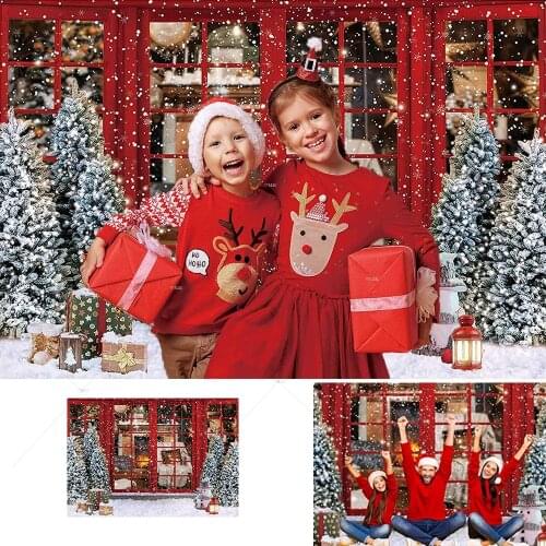 Winter Snow Christmas Window Backdrop Photography Background for New Year Newborn Baby Shower Xmas Party Decor Banner PhotoBooth