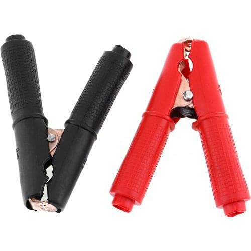 1 Pair Universal 100A 90mm Copperized Iron Car Vehicle Battery Test Alligator Clips with Soft Silica Gel Insulated Jacket