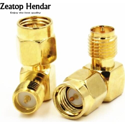 100PCS Gold SMA Male Plug to RP-SMA Female Jack Right Angle RF Adapter Connector