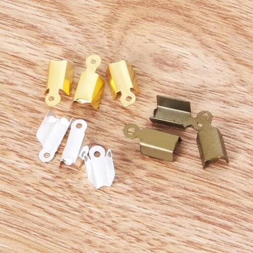Hot fashion 300 pcs Cord Crimp End Caps Tips clasp 6*13mm jewelry findings accrssories for DIY necklace bracelet bangles