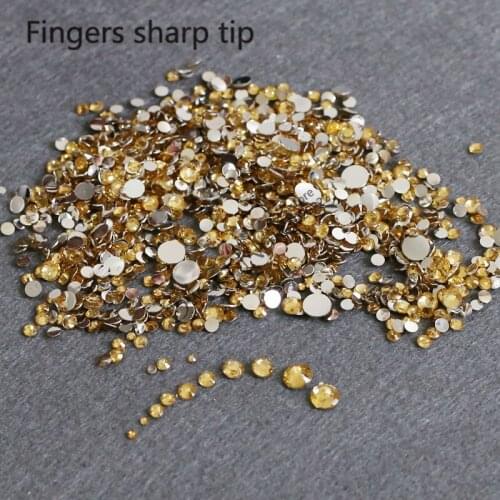 400pcs SS6-SS30 Mixed Size charming beautiful Crystal Huang 14 facet round diamond sparkling acrylic nail art decoration N09