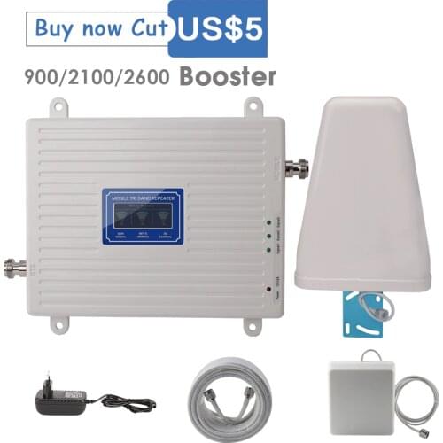 900/2100/2600 MHz Booster GSM WCDMA UMTS LTE 2g 3g 4g Repeater 2G GSM 900 3G WCDMA 2100 4G LTE 2600 Cellular Signal Amplifier B7