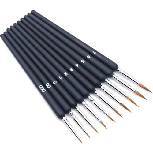 9 Pcs Different Size Weasel Hair Hook Line Pen Fine Paint Brush Artist Gouche Watercolor Acrylic Painting Brush Art Supply