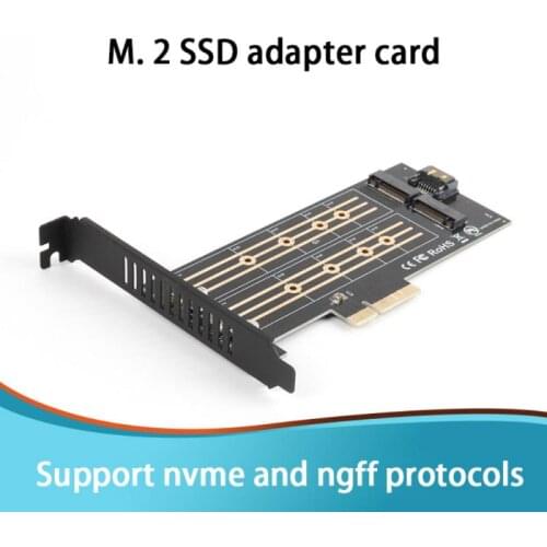 M.2 NVMe SSD NGFF TO PCIE 3.0 X4 4X Adapter, M Key B KEY Dual interface Card M2 Riser Card Adapter for 2230/2242/2260/2280 SSD