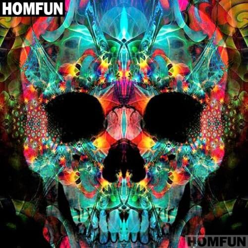 HOMFUN Full Square/Round Drill 5D DIY Diamond Painting "Color skull" 3D Embroidery Cross Stitch 5D Home Decor Gift A01379