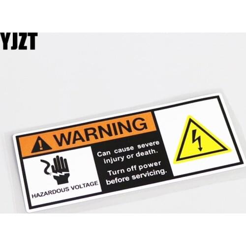 YJZT 14.7CM*5.8CM WARNING HAZARDOUS VOLTAGE Car Sticker Decal Waterproof PVC 13-0566