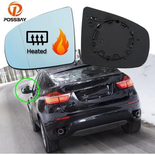 POSSBAY Pair Car Door Mirror Glass Heated Left Right for BMW X6 E71 E72 X5 E70 2007-2014 51167174981 51167174982 Exterior Parts