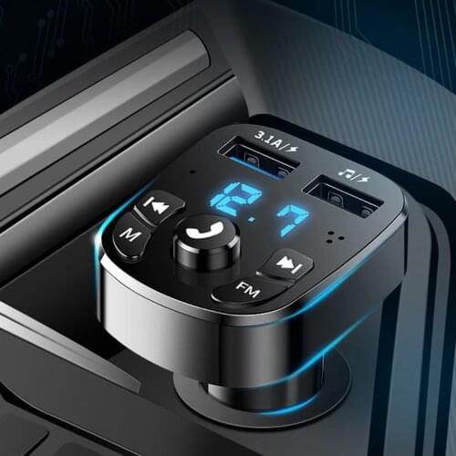FM Transmitter Bluetooth-compatible 5.0 Car Kit Stereo Handsfree Aux Audio Mp3 Player USB 3.1A Charger Fast Charging FM
